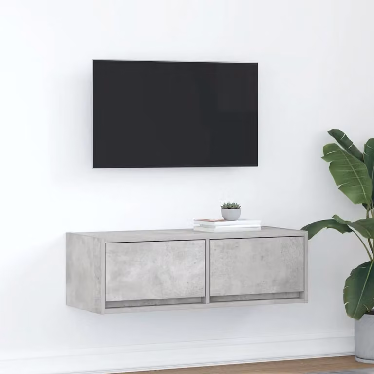 Mobile per TV vidaXL in legno multistrato e MDF, stile minimalista, colore grigio, L 80 cm x P 31 cm x H 25,5 cm