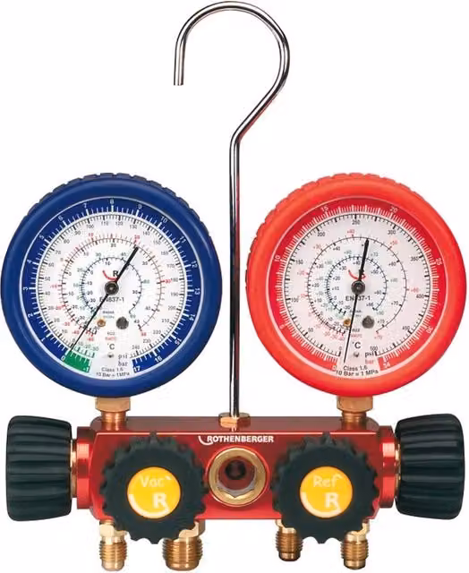 Gruppo manometrico Rothenberger multicolore con diametro di 8 cm