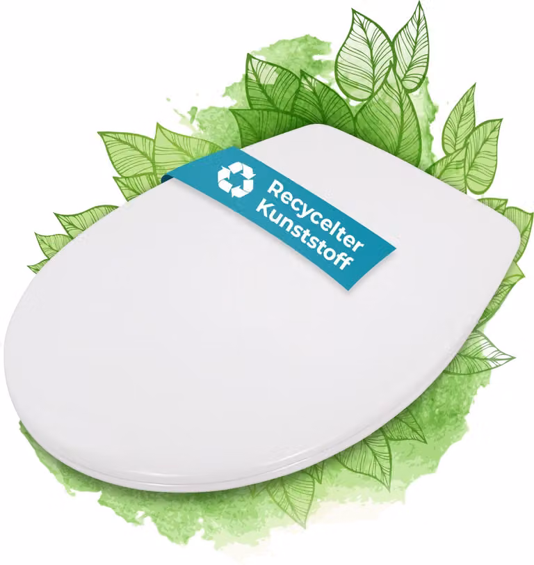 Calmwaters® Sedile per WC sostenibile, EU, sedile per WC con meccanismo di chiusura morbida, 100% plastica riciclata, rimovibile, Top-Fix, riciclato in bianco