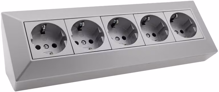 blocco di uscita a 5 prese, argento 250V~/ 16A, montaggio a superficie