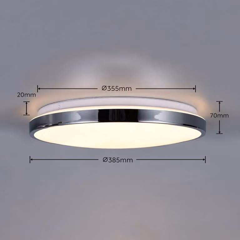 Trio Lighting Plafoniera soffitto Fena, dimmerabile, Cromo / Argento, Bagno, Metallo, Moderno, Plafoniera