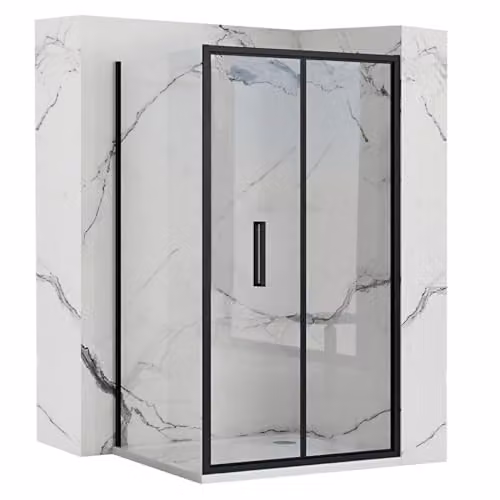 Rea - Box Doccia Rettangolare Rapid Fold Box Doccia Senza Piatto Doccia Vetro Temperato Di Sicurezza Trasparente 4 mm, 6 mm (Nero) Porta: 100 X Parete: 90 cm
