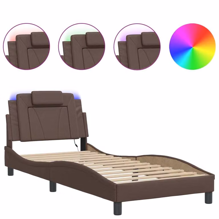 Giroletto Viana con LED senza Materasso Marrone 80x200 cm
