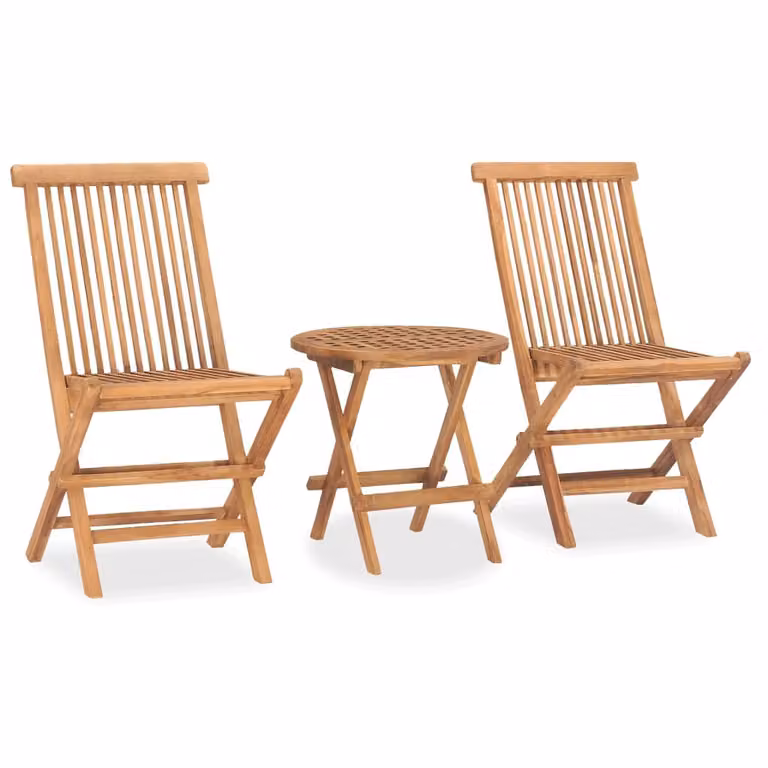 The Living Store Set da pranzo da giardino 3 pz. Set da pranzo da giardino pieghevole in legno massiccio di teak