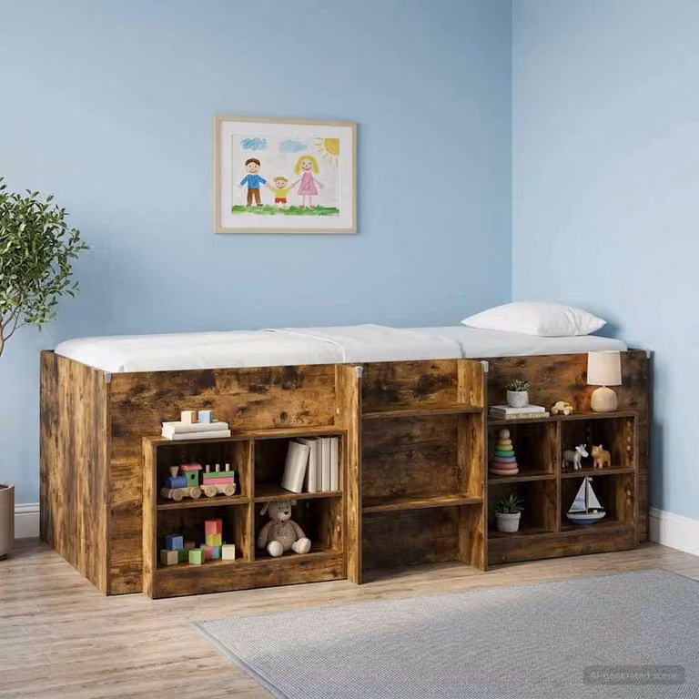 Letto alto singolo per bambini vidaXL in legno color marrone L: 193 cm, P: 96 cm, H: 120 cm