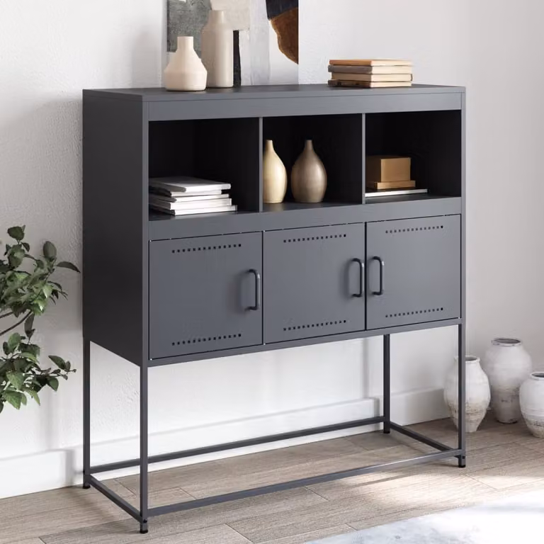 Credenza moderna vidaXL in acciaio color antracite L: 100,5 cm, P: 39 cm, H: 107 cm