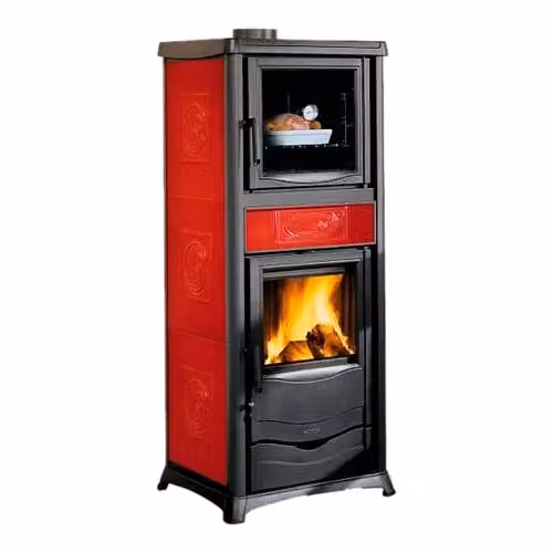 Stufa a legna Nordica Rossella Plus con forno da 9,4kW colore Bordeaux – 2