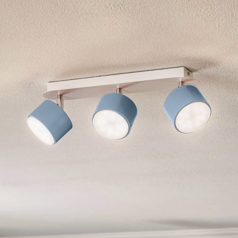 Faretto da soffitto Cloudy 3 luci blu Eko-Light, dimmerabile, Blu, Soggiorno / Sala da pranzo, Metallo, Giovanile, Faretto