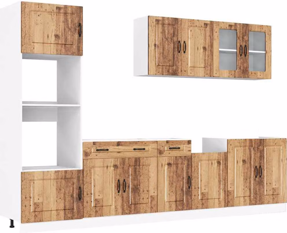 Set Mobili da Cucina 7 pz Kalmar Legno Vecchio in Truciolato