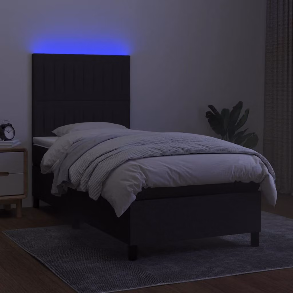 Maison Exclusive - Letto a Molle con Materasso e LED Nero 90x200 cm in Tessuto