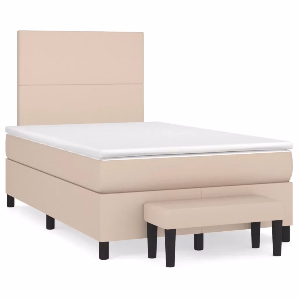 Letto con Giroletto a Molle e Materasso Ibrido vidaXL in Similpelle Beige, L/P/H: 120 x 200 x 128 cm – 2