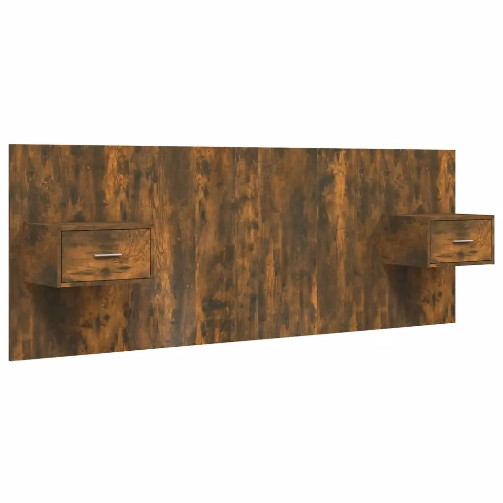 Testiera Letto con Comodini Integrati vidaXL in Legno Rovere Marrone, Montaggio a Parete – 2