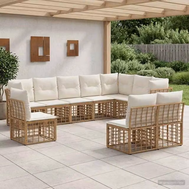 Set di divani da esterno Naturale Poliestere 3437492