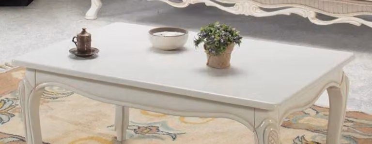 Casa Padrino tavolino barocco in legno massello bianco/beige 125 x 50 x h. 55 cm - tavolino da salotto in stile barocco