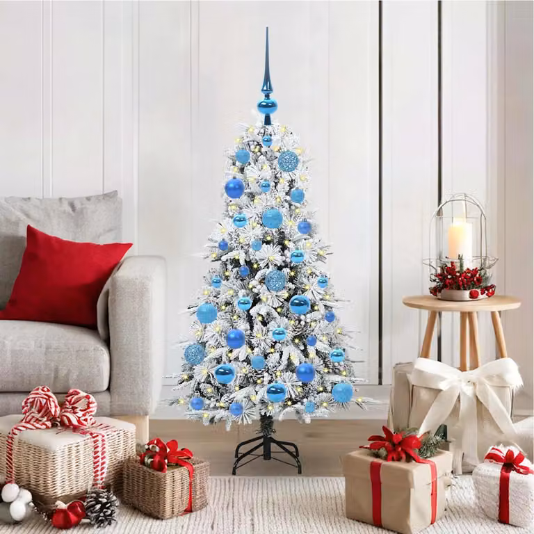 Albero di Natale artificiale vidaXL bianco con luci LED bianco caldo, Altezza: 120 cm