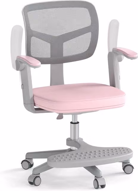 Sedia da scrivania per bambini rosa, sedia da studio ergonomica regolabile in altezza con braccioli e poggiapiedi