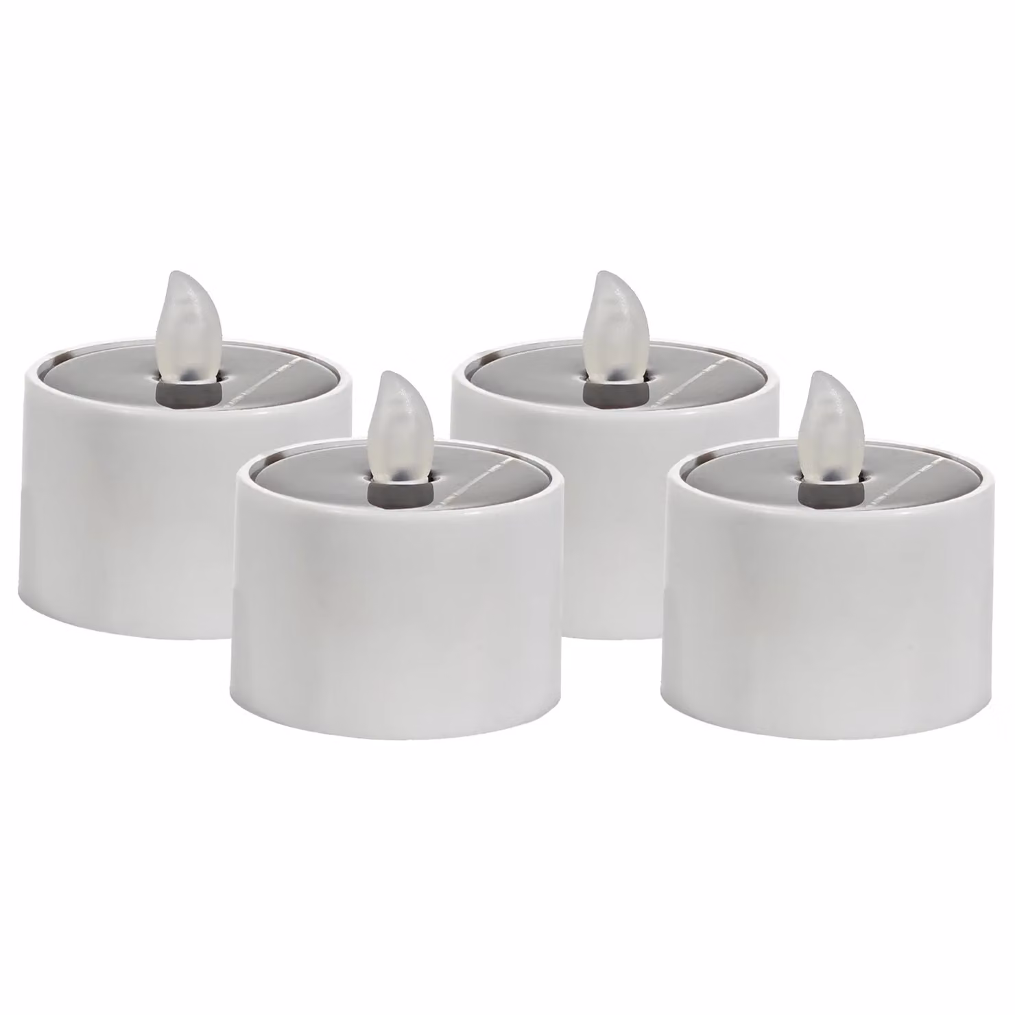 DICTROLUX Set di 4 Candele Solari LED Bianche con Effetto Fiamma Ricaricabili e Design Moderno – 1