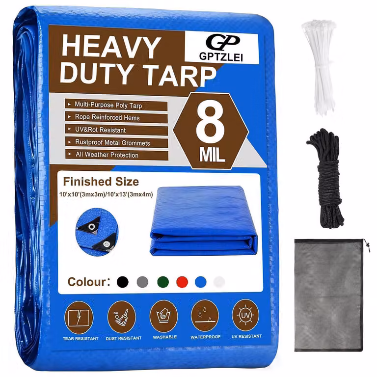 Telo di copertura impermeabile con occhielli, 240g/m², 3x4 metri, colore blu