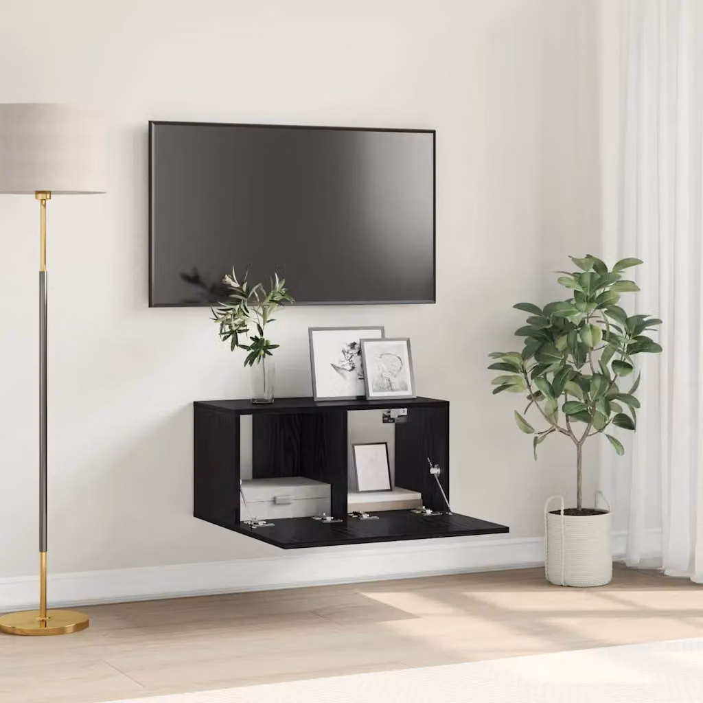 Set mobile TV moderno vidaXL nero in legno ingegnerizzato L 60 cm x P 30 cm x H 30 cm