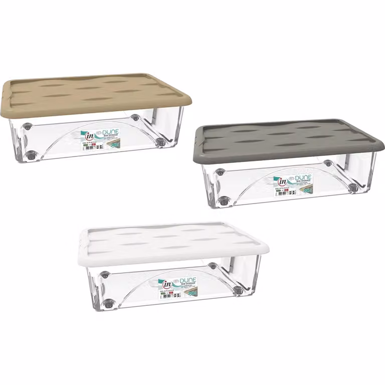 Contenitore Multiuso Storage Box Dune RECA PLAST con ruote e coperchio, Multicolore, 30 litri, H: 18 cm, L: 60 cm, P: 40 cm