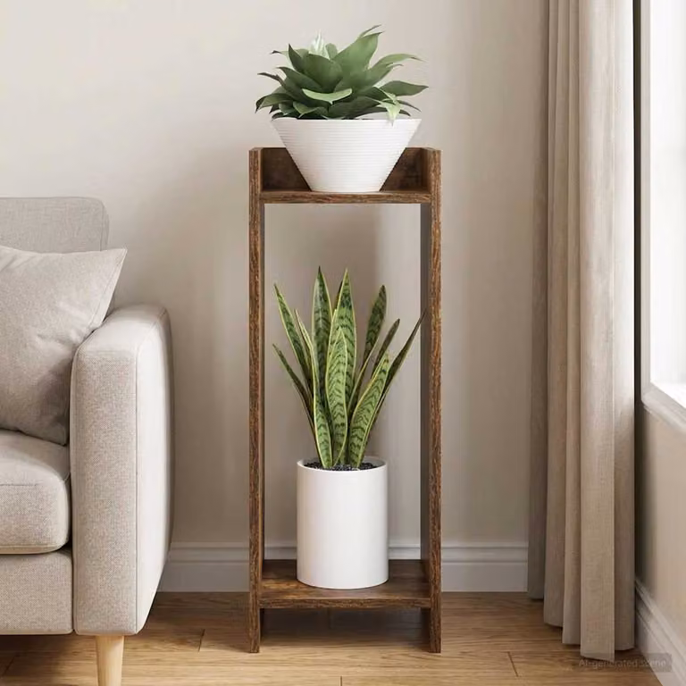 vidaXL Supporto per piante moderno in legno MDF colore marrone L/P/H: 30 x 30 x 80 cm