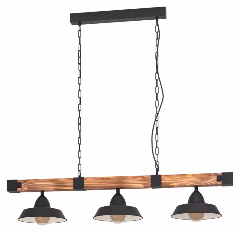 EGLO OLDBURY, Nero, Marrone, Acciaio, Legno, Universale, IP20, Classe I, Attacco E27
