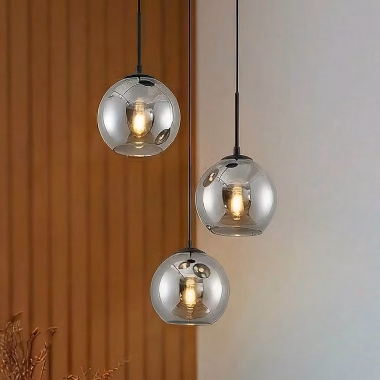 Lampada a sospensione Jurian Lindby, dimmerabile, Alluminio / Grigio / Zincato, Soggiorno / Sala da pranzo, Vetro, Moderno, Lampada a sospensione