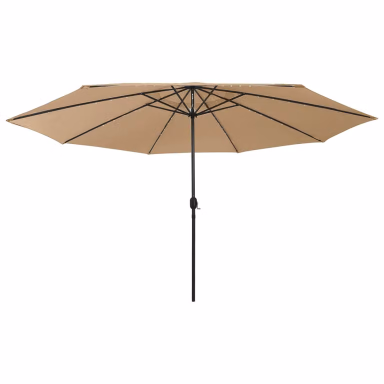 The Living Store Ombrellone con luci LED e palo in metallo 400 cm Taupe
