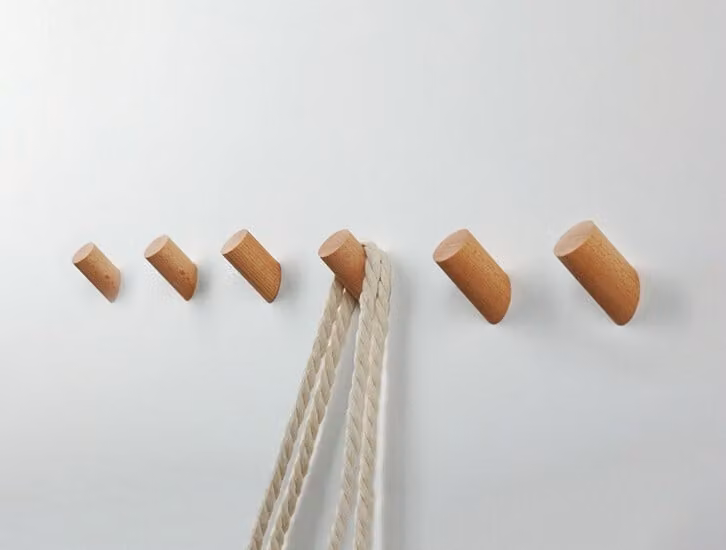 Set di 6 ganci appendiabiti in legno (attaccapanni), faggio