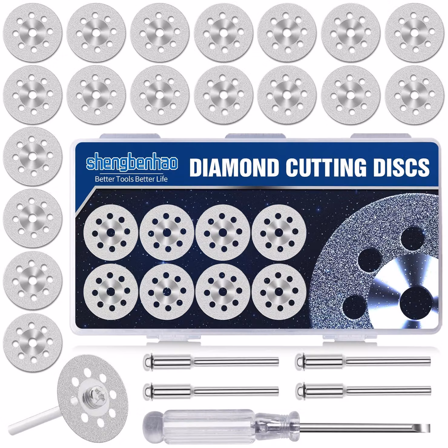 Disco da taglio diamantato da 22 mm per utensili rotanti, confezione da 20 pezzi, ideale per tagliare pietra, vetro, Vetroceramica, piastrelle e marmo