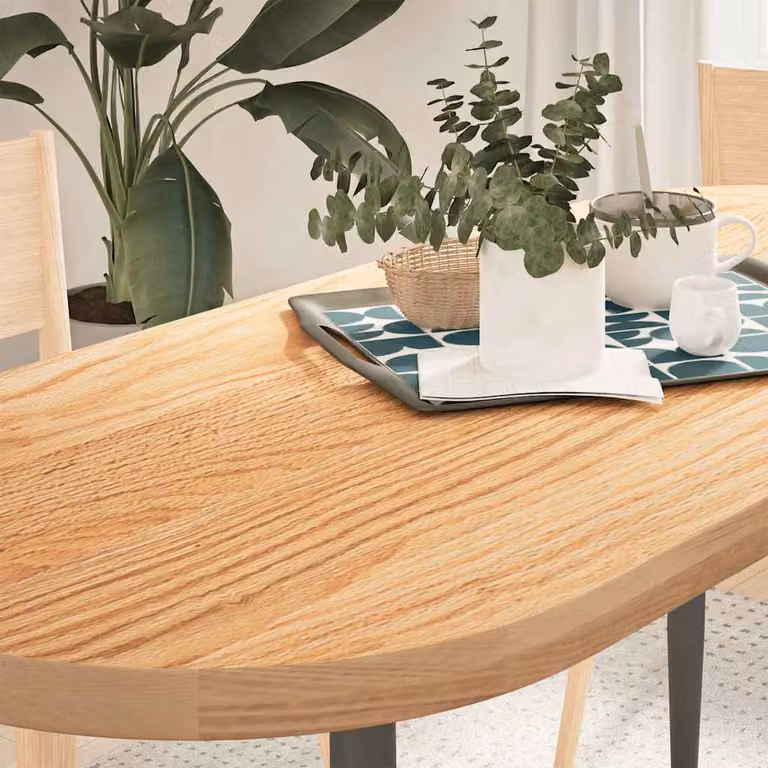 Piano per tavolo ovale in rovere massello vidaXL, colore marrone, L: 140 cm, P: 60 cm, H: 4 cm
