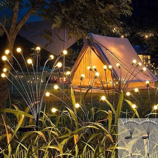Illuminazione da giardino a energia solare - Luci da giardino - 10 pezzi x 2 - Lucciole - Energia solare - Resistenti alle intemperie - Prese - Bianco caldo
