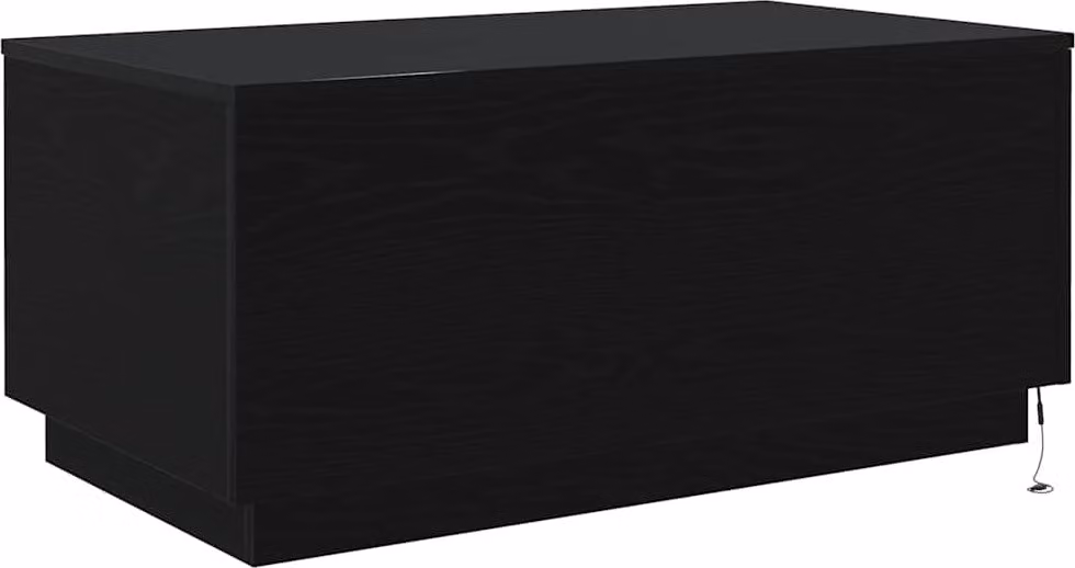 Tavolino da Soggiorno con Luci LED Rovere Nero 90x50x40 cm