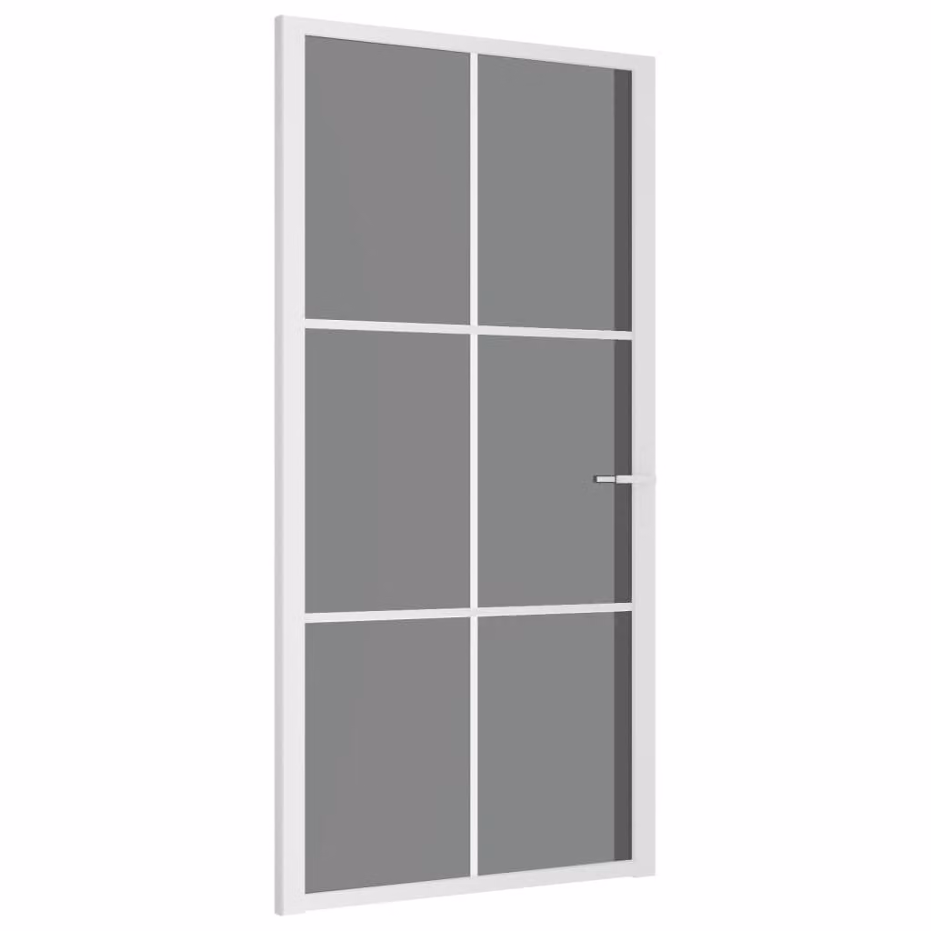 Porta Interna 102,5x201,5 cm Bianca in Vetro ESG e Alluminio