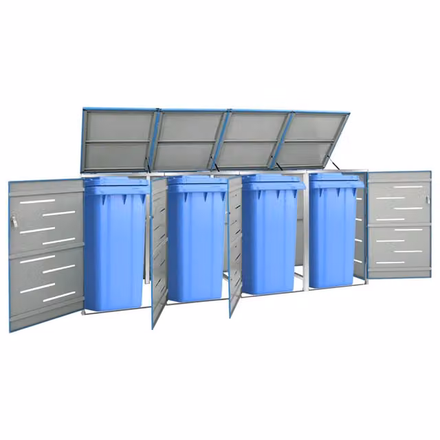 Copribidone per spazzatura singolo vidaXL in acciaio inox e acciaio zincato, colore antracite o grigio, H: 115 cm, L: 69 cm, P: 77,5 cm