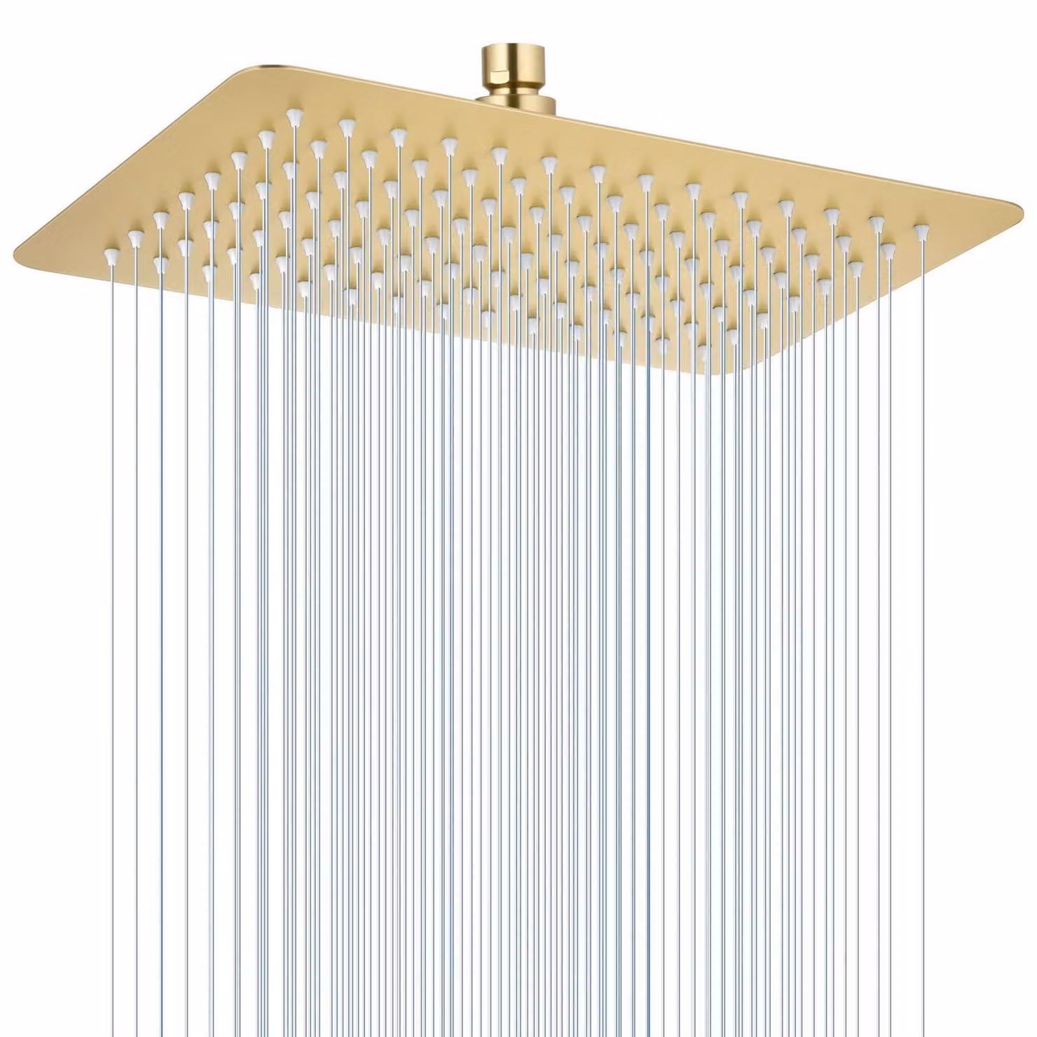 Pannello doccia da montaggio a soffitto, 30x20 cm, acciaio inossidabile spazzolato, finitura oro, regolabile a 360°