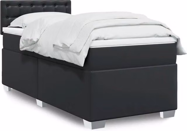 Giroletto a Molle con Materasso-Struttura Letto Nero 80x200 cm in Similpelle 255911