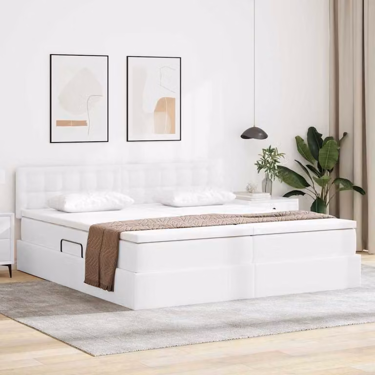 Letto con contenitore e illuminazione LED vidaXL, Bianco Puro, 180 x 200 cm