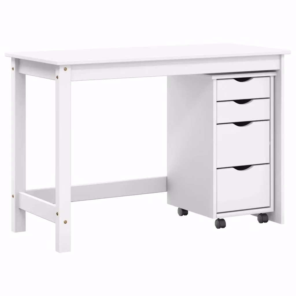 Set scrivania e mobiletto su ruote MOSS vidaXL, 2 pezzi, Bianco – 2