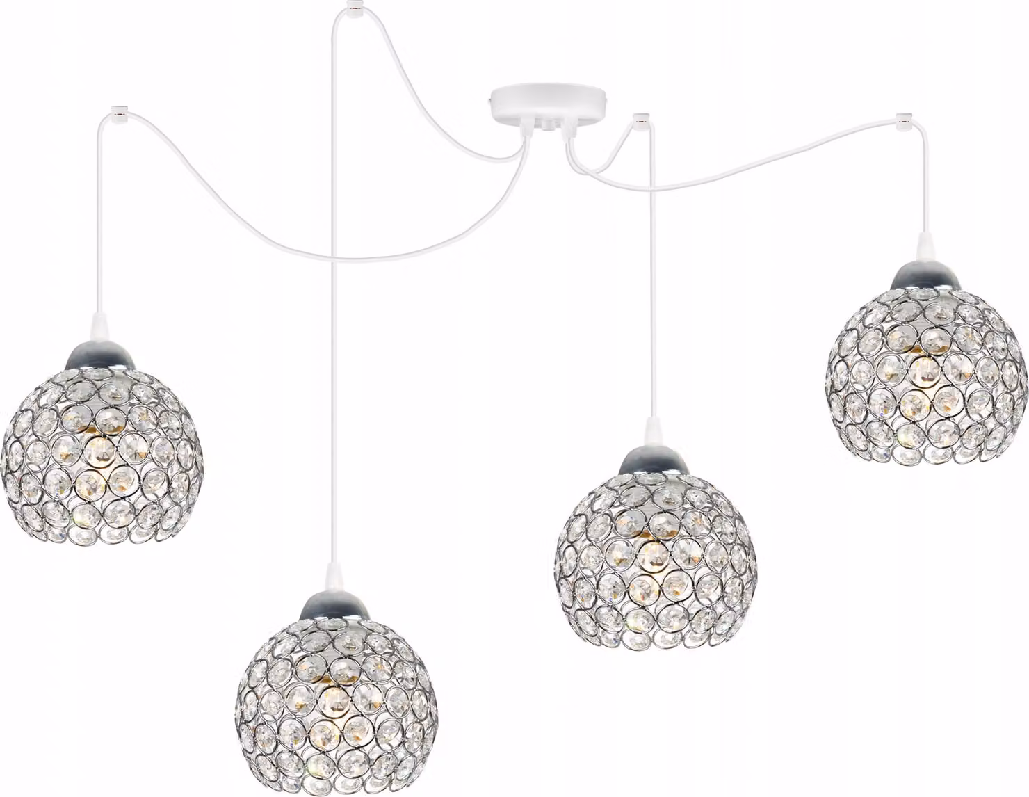 Lampada a sospensione Crystal Spider - lampada a sospensione a forma di ragno - lampada da soffitto - lampada a ragno a 1 testa - lampada a sospensione in metallo e vetro - E27 - cromo