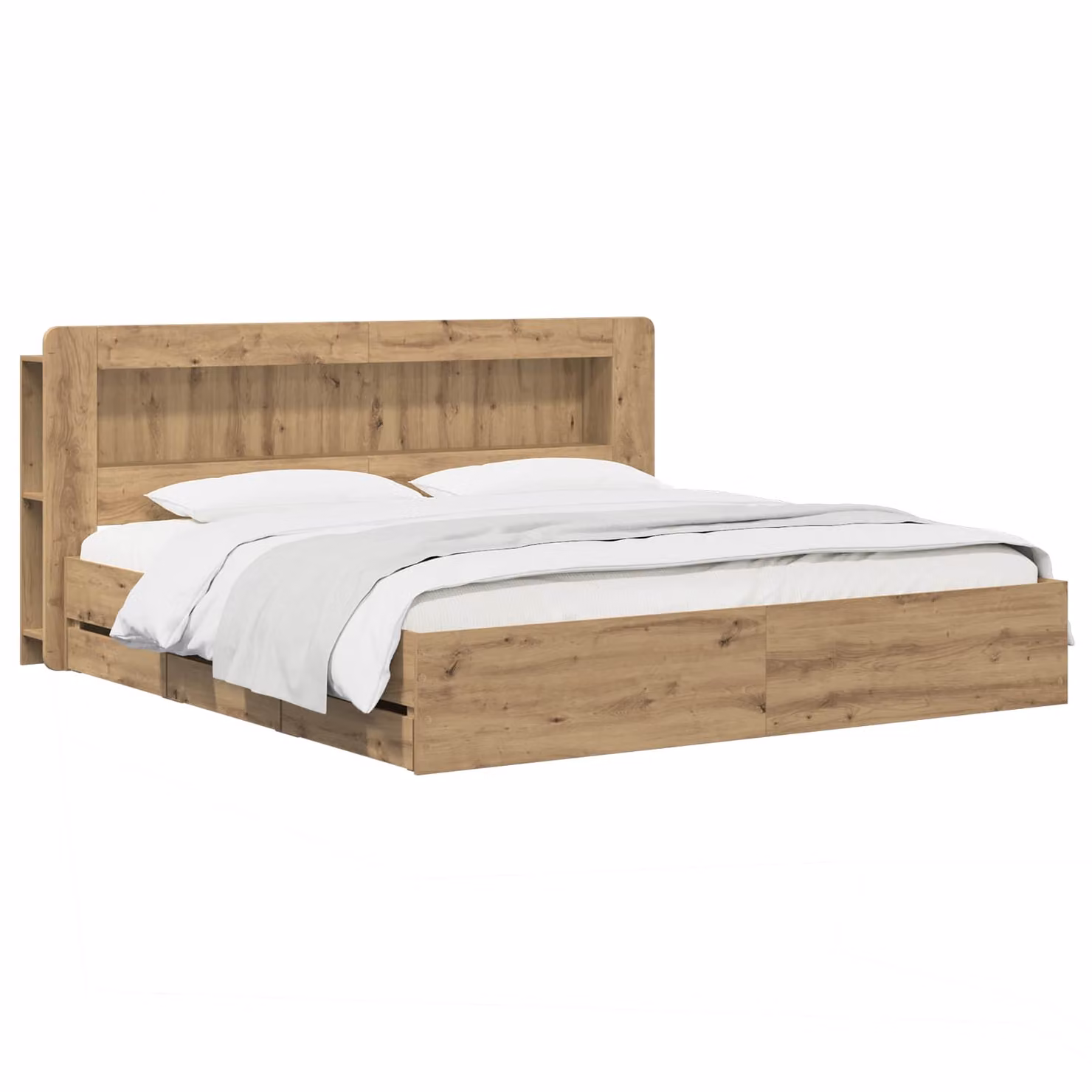 Letto moderno con contenitore e cassetti vidaXL in legno marrone L/P/H: 180 x 200 x 140 cm
