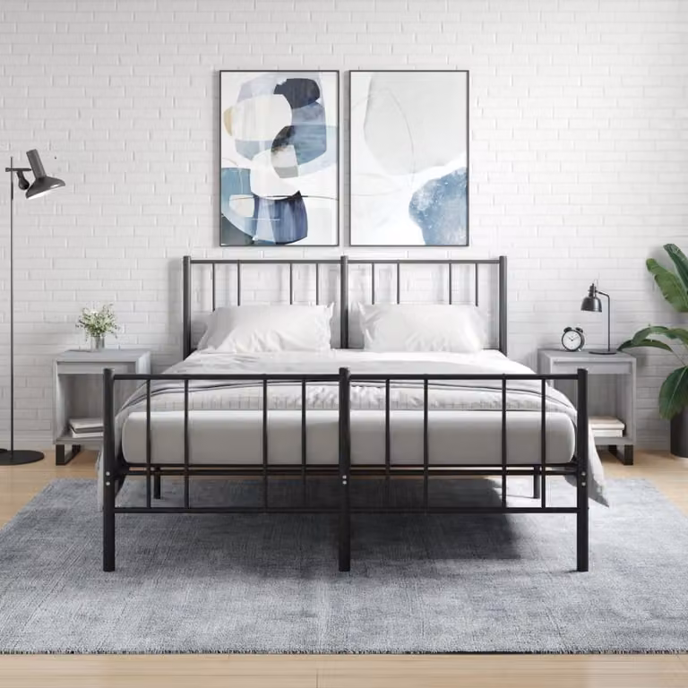 Set di 2 comodini moderni vidaXL in legno e metallo, colore grigio, da appendere alla parete per la camera da letto, L/P/H: 40 x 35 x 50 cm