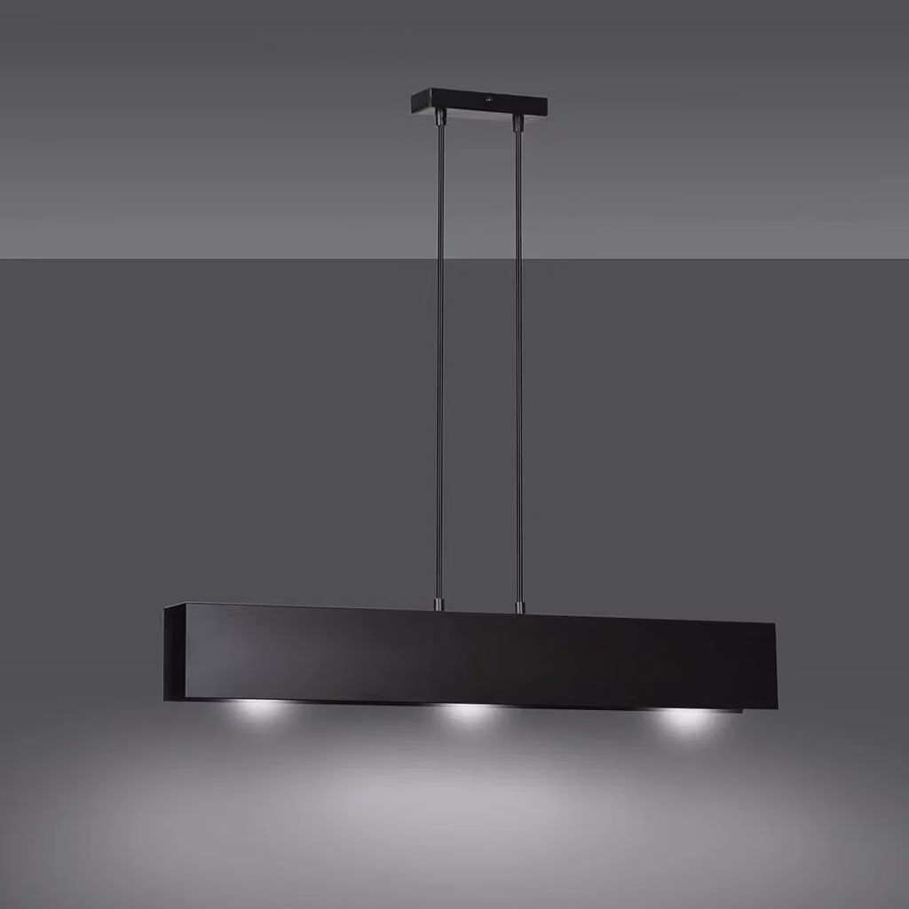 Lampada a sospensione Emibig Gentor nera in metallo con 3 attacchi E27, H 100 cm – 2