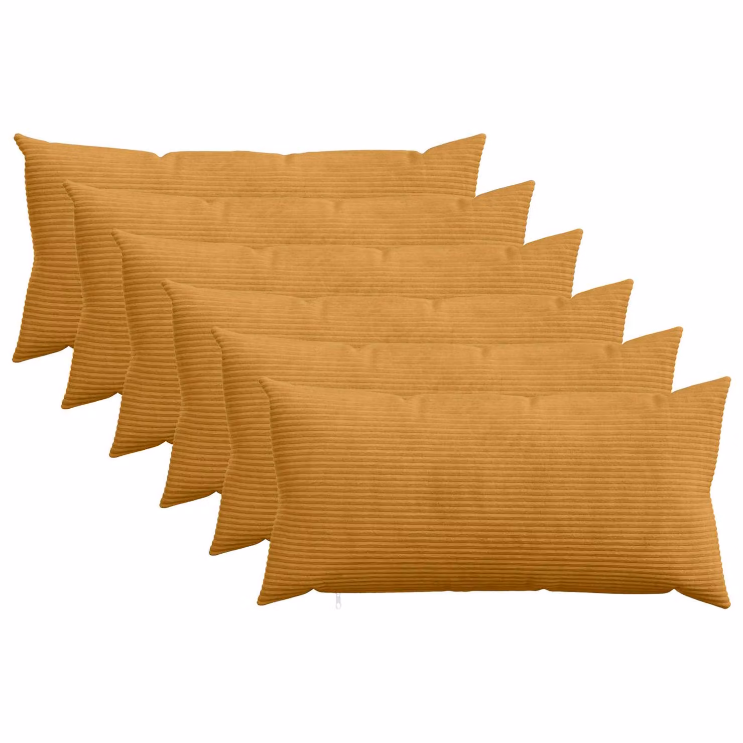 Set di 6 federe vidaXL HEERLEN in velluto a coste, Giallo, L 40 x P 80 cm