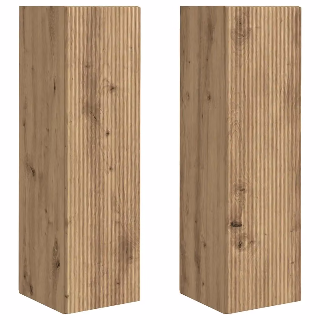 Set di 2 mobili TV da parete vidaXL in legno rovere marrone, design moderno per soggiorno, L 100 x P 31 x H 30 cm – 2