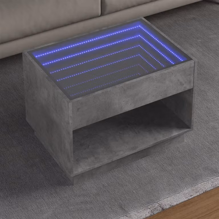 vidaXL Tavolino da Salotto Moderno con LED Infinity Grigio, L 70 x P 50 x H 50 cm