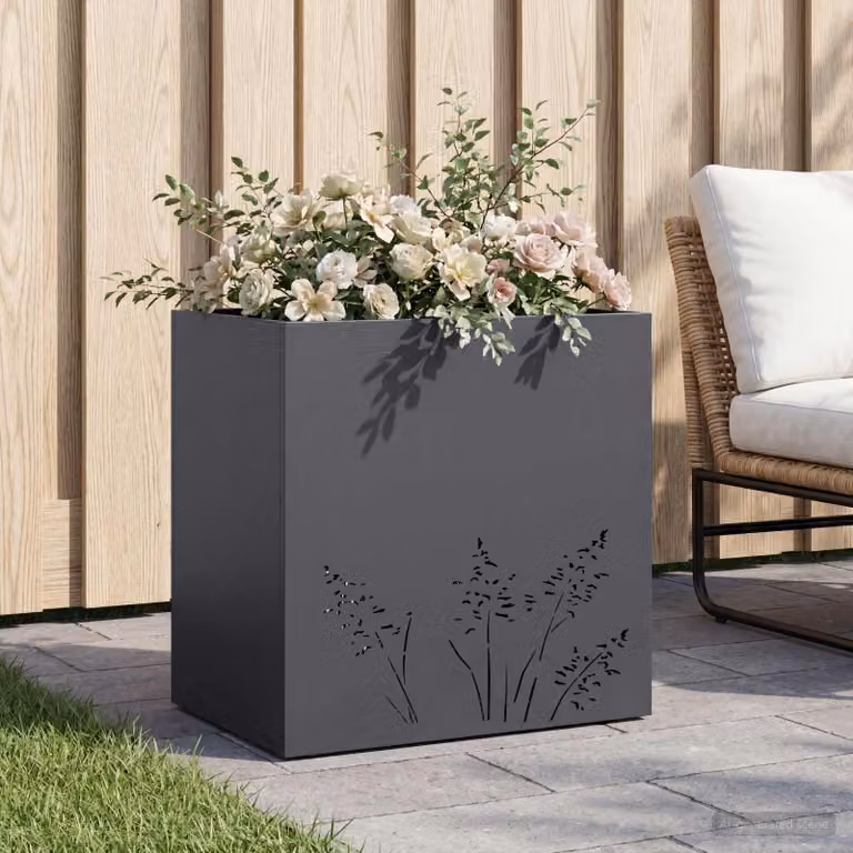 Vaso da giardino vidaXL in metallo Antracite L: 50 cm, P: 30 cm, H: 49 cm