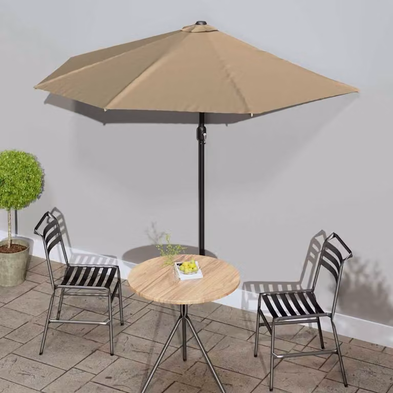 Ombrellone da Balcone vidaXL con Palo in Alluminio, Colore Beige, L: 270 cm, P: 144 cm