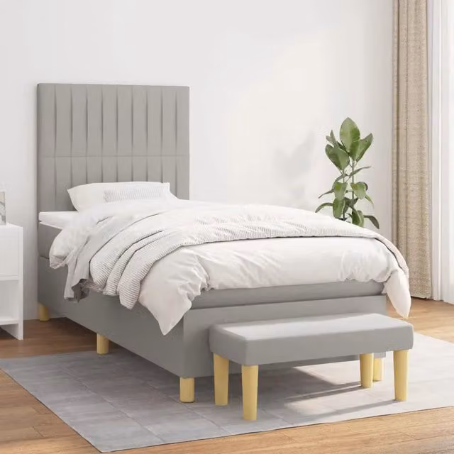 Letto Ibrido con Giroletto a Molle e Materasso vidaXL Grigio Chiaro e Bianco L/P/H: 200 x 100 x 128 cm