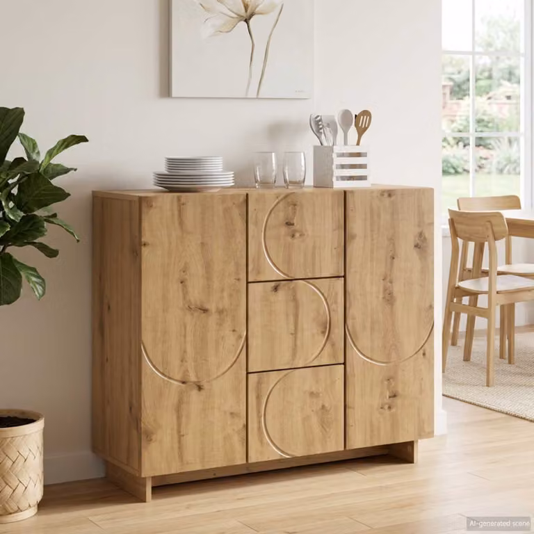 Credenza moderna vidaXL in rovere marrone L: 85,5 cm, P: 31 cm, H: 75 cm